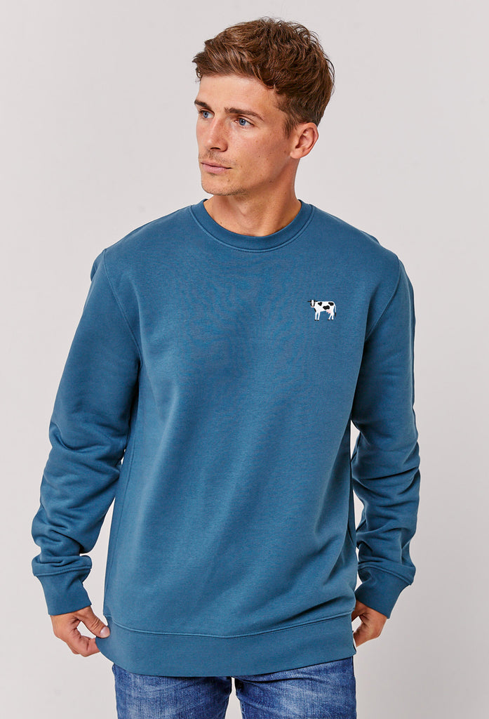 Cow Embroidered Organic Sustainable Sweatshirt Jumper Big Wild Thought