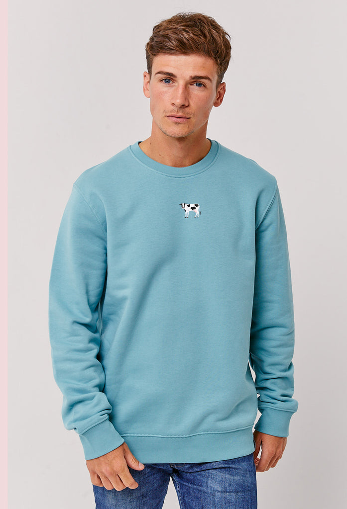 Cow Embroidered Organic Sustainable Sweatshirt Jumper Big Wild Thought