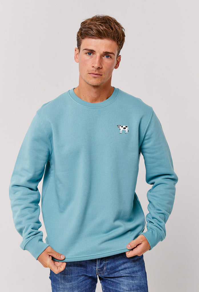 Cow Embroidered Organic Sustainable Sweatshirt Jumper Big Wild Thought