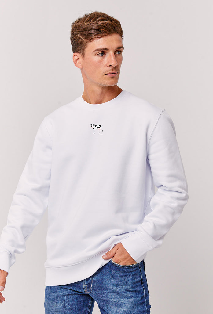Cow Embroidered Organic Sustainable Sweatshirt Jumper Big Wild Thought