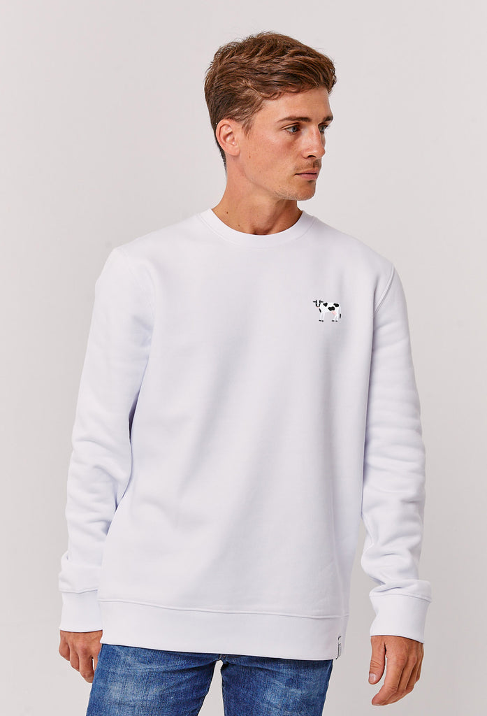 Cow Embroidered Organic Sustainable Sweatshirt Jumper Big Wild Thought