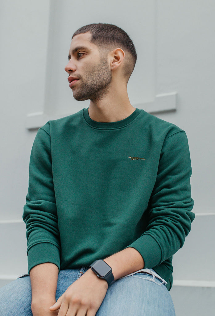 Crocodile Embroidered Organic Sustainable Sweatshirt Jumper Big Wild Thought
