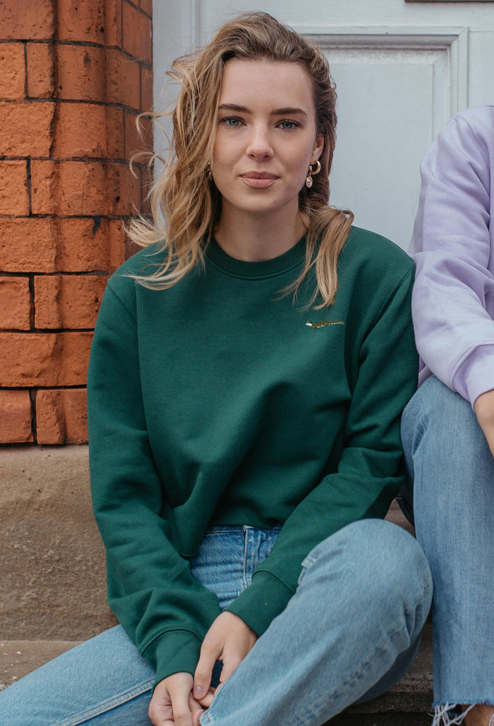 crocodile womens cropped sweatshirt Big Wild Thought
