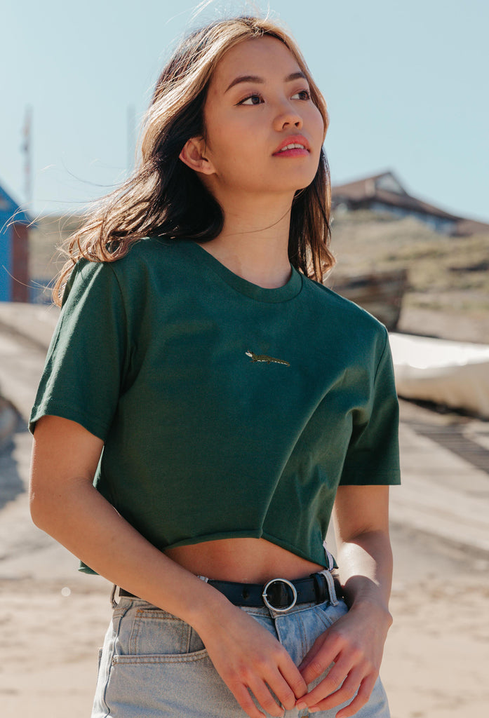 crocodile womens cropped t-shirt Big Wild Thought