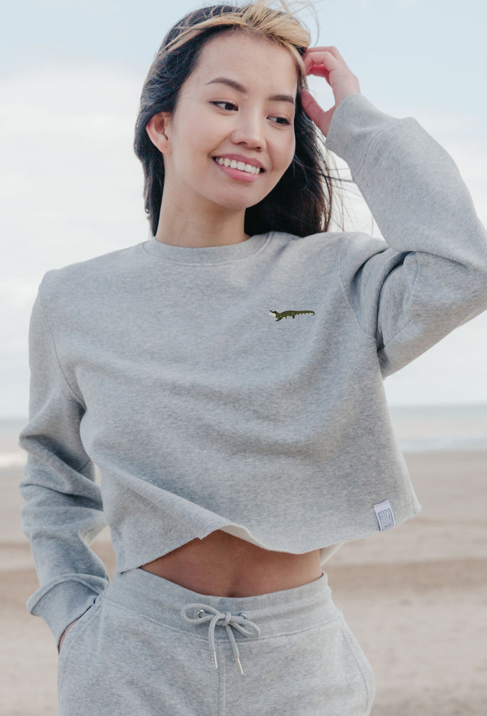 crocodile womens cropped sweatshirt Big Wild Thought