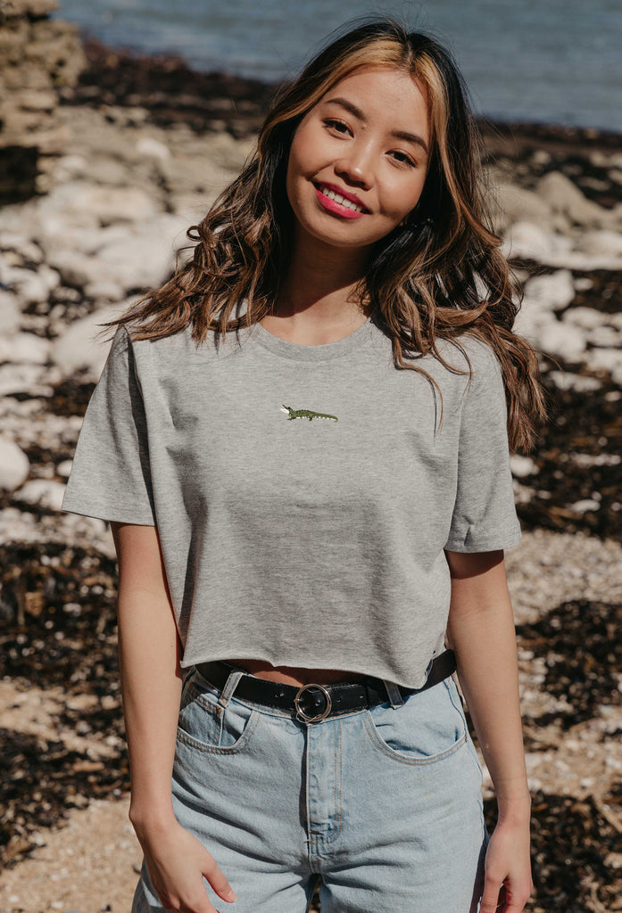 crocodile womens cropped t-shirt Big Wild Thought