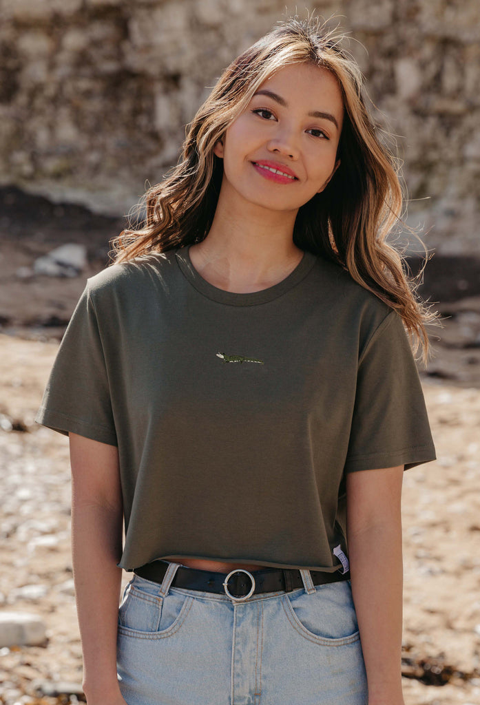 crocodile womens cropped t-shirt Big Wild Thought