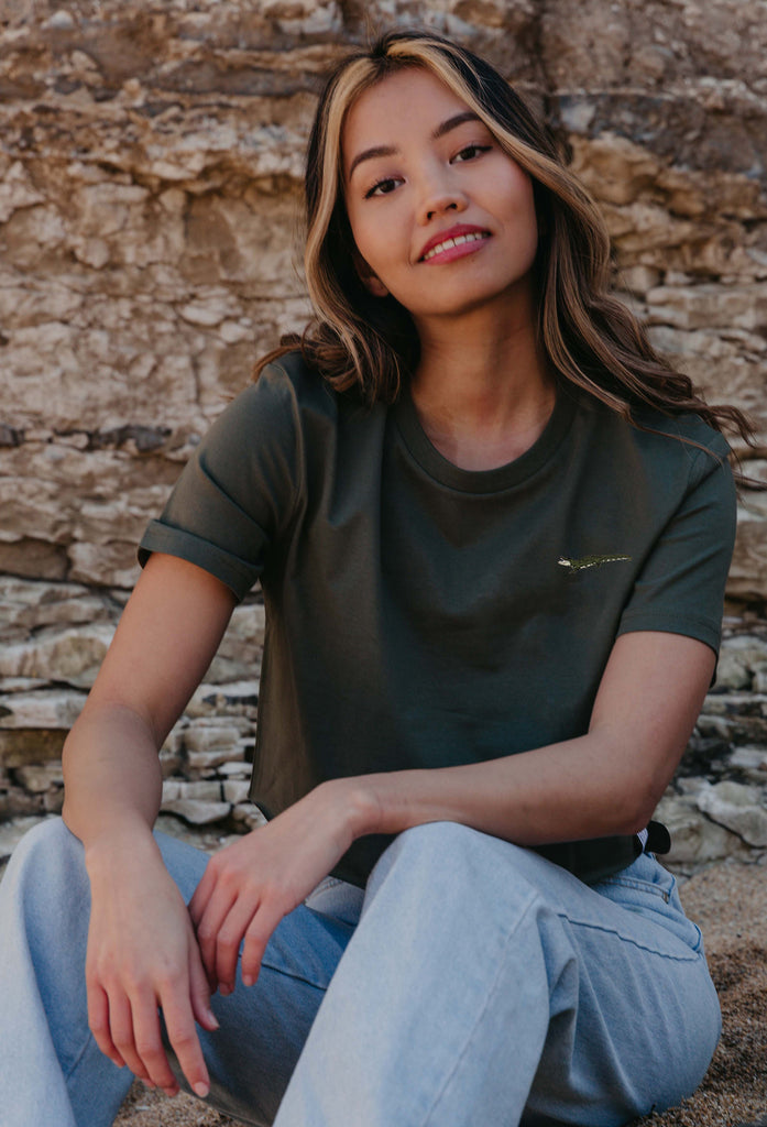crocodile womens cropped t-shirt Big Wild Thought