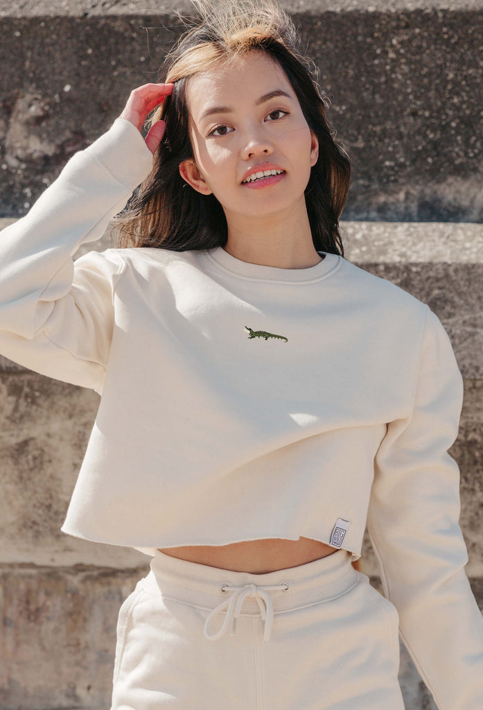 crocodile womens cropped sweatshirt Big Wild Thought