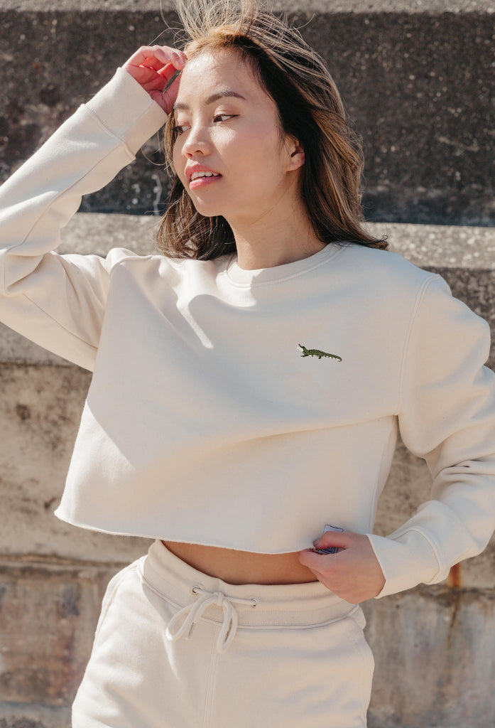 crocodile womens cropped sweatshirt Big Wild Thought