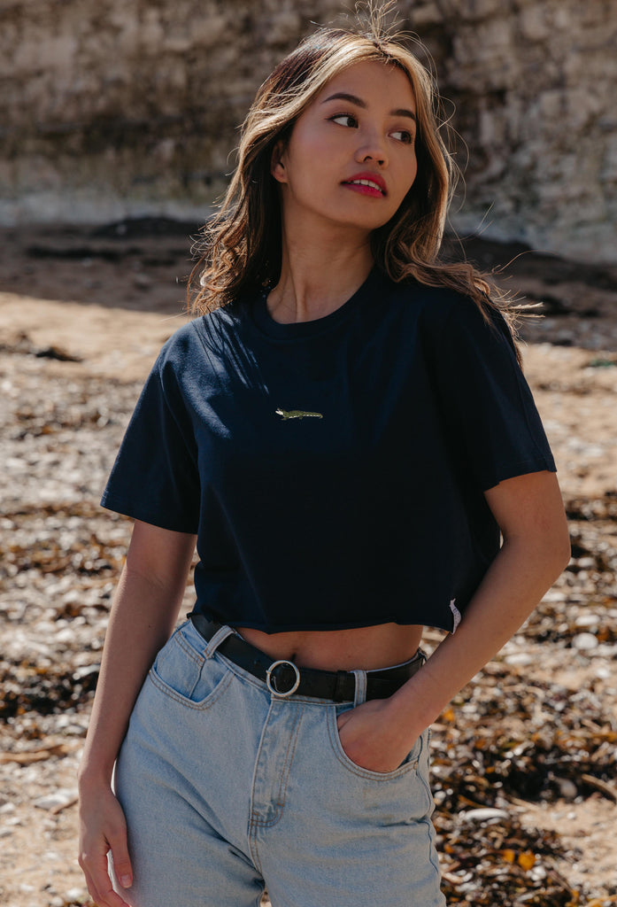 crocodile womens cropped t-shirt Big Wild Thought