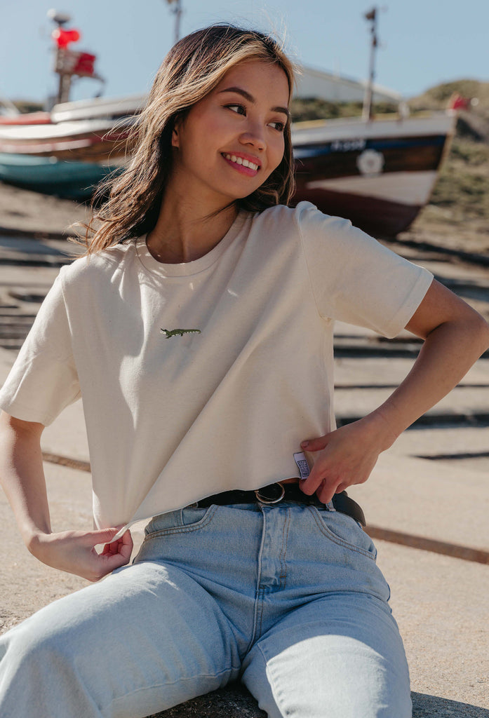 crocodile womens cropped t-shirt Big Wild Thought