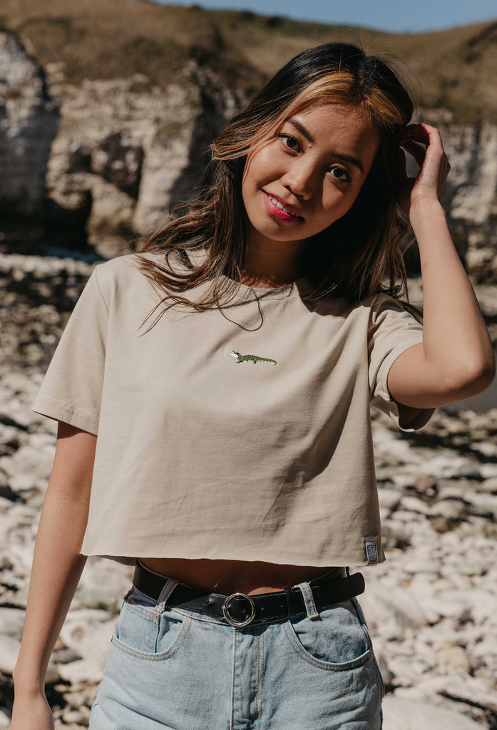 crocodile womens cropped t-shirt Big Wild Thought