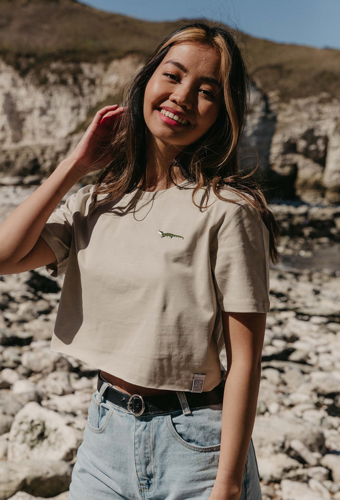 crocodile womens cropped t-shirt Big Wild Thought