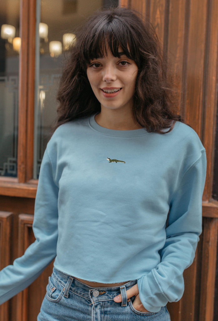 crocodile womens cropped sweatshirt Big Wild Thought