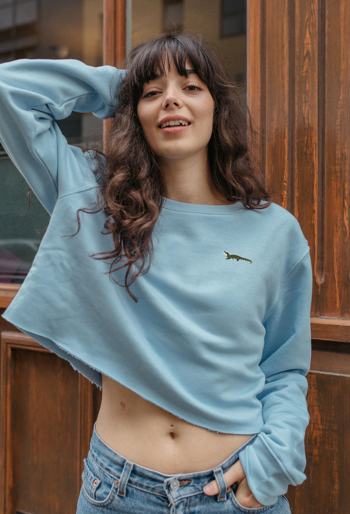 crocodile womens cropped sweatshirt Big Wild Thought