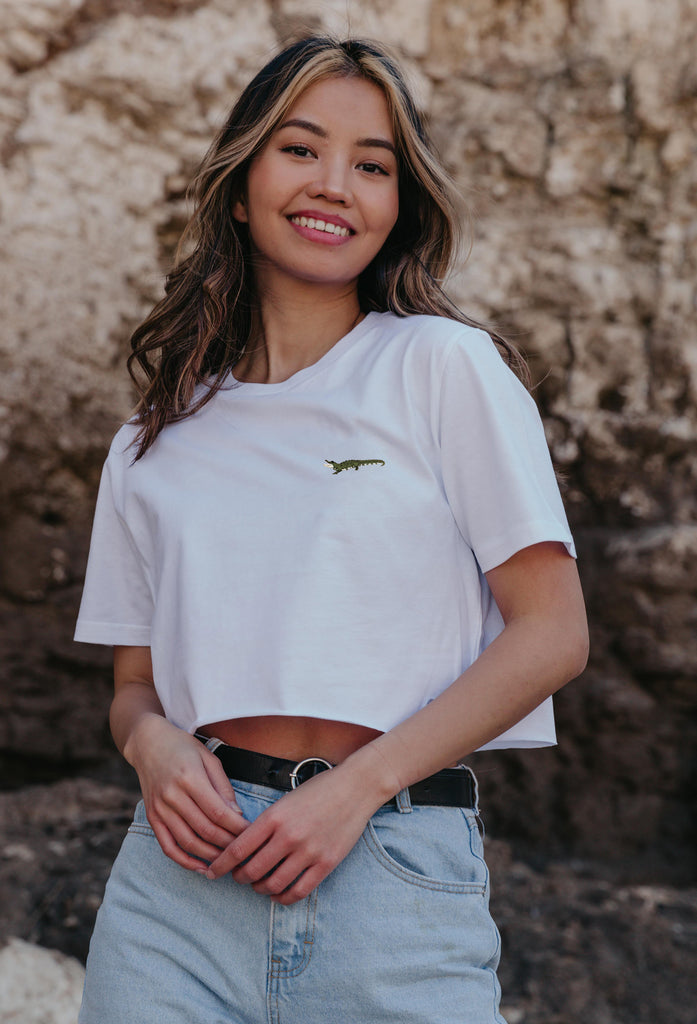 crocodile womens cropped t-shirt Big Wild Thought