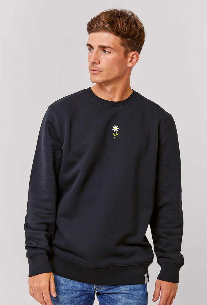 Daisy Flower Embroidered Organic Sustainable Sweatshirt Jumper Big Wild Thought