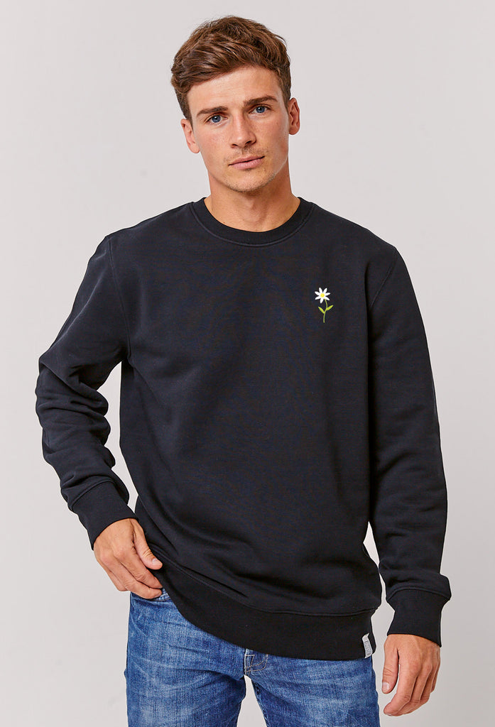 Daisy Flower Embroidered Organic Sustainable Sweatshirt Jumper Big Wild Thought