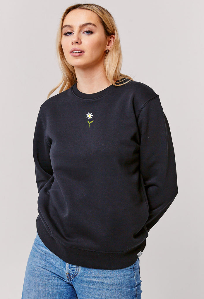 Daisy Embroidered Organic Sustainable Sweatshirt Jumper Big Wild Thought