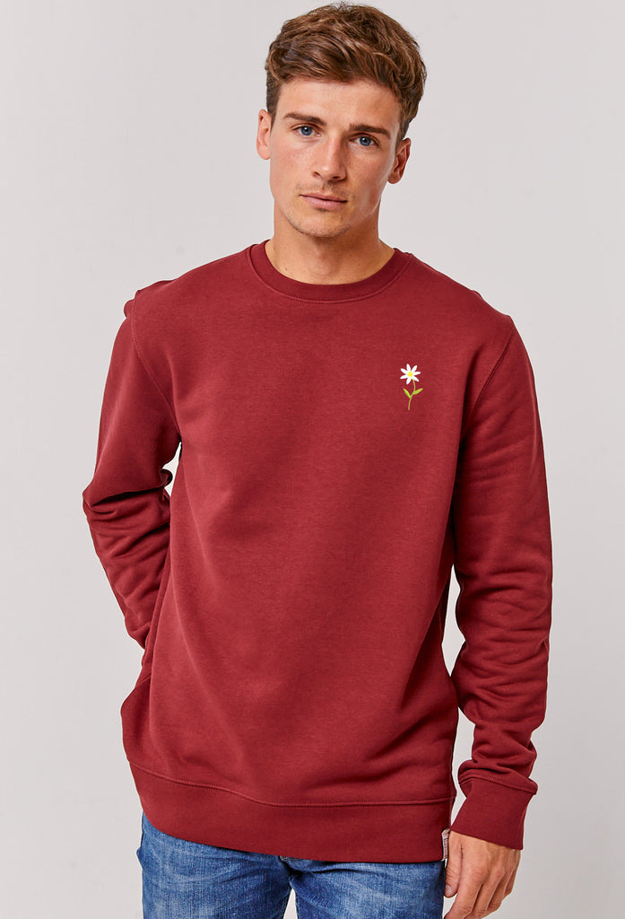 Daisy Flower Embroidered Organic Sustainable Sweatshirt Jumper Big Wild Thought