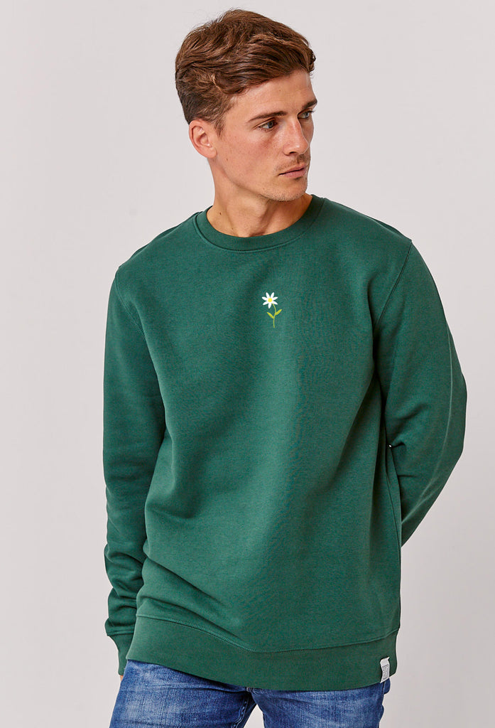Daisy Flower Embroidered Organic Sustainable Sweatshirt Jumper Big Wild Thought