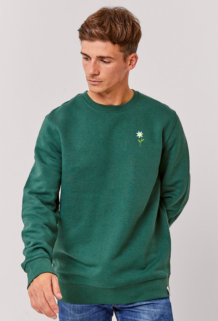 Daisy Flower Embroidered Organic Sustainable Sweatshirt Jumper Big Wild Thought