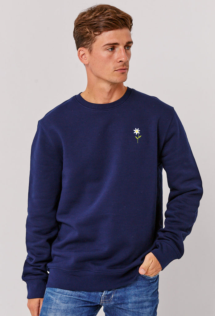 Daisy Flower Embroidered Organic Sustainable Sweatshirt Jumper Big Wild Thought