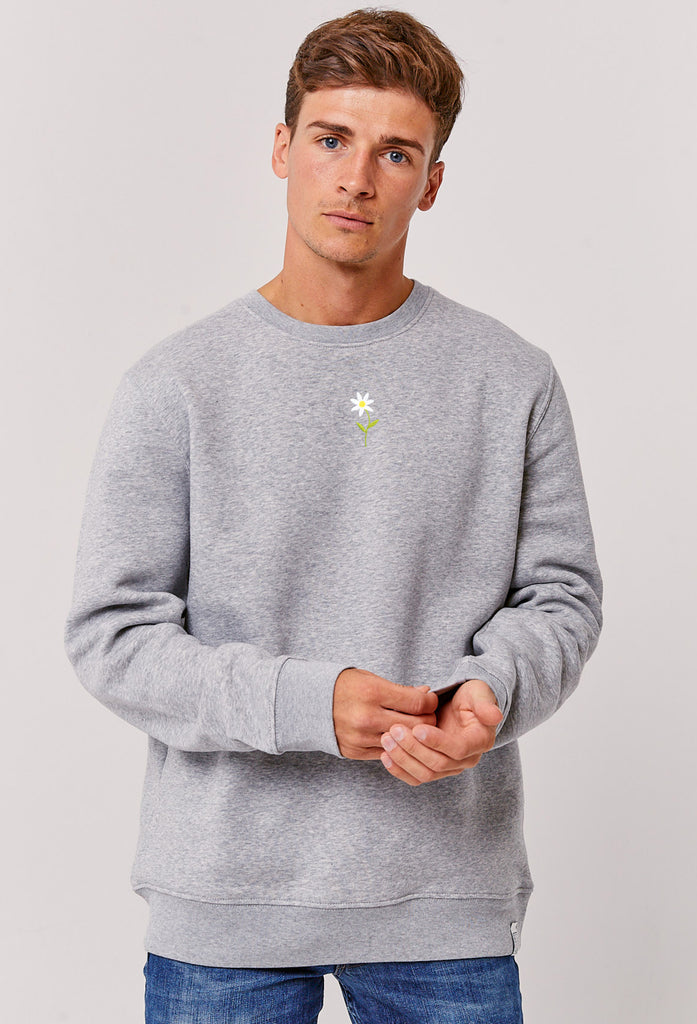 Daisy Flower Embroidered Organic Sustainable Sweatshirt Jumper Big Wild Thought