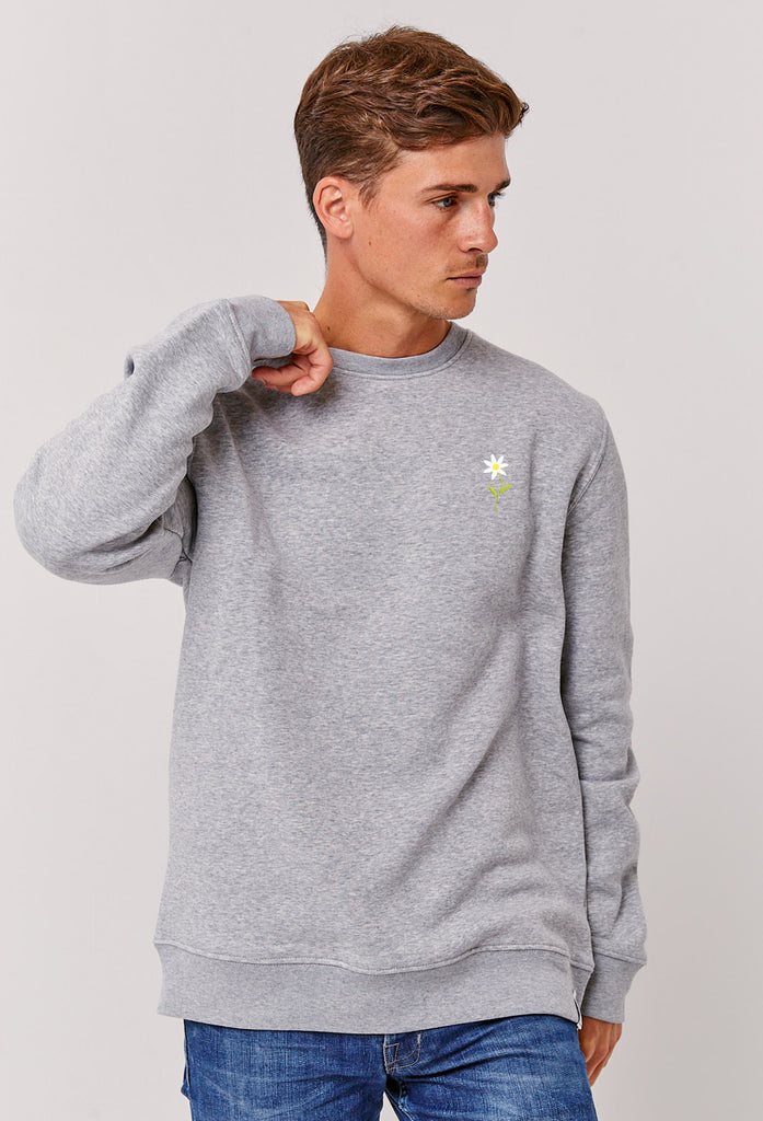 Daisy Flower Embroidered Organic Sustainable Sweatshirt Jumper Big Wild Thought