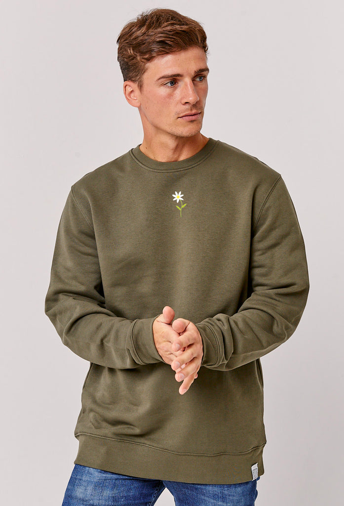 Daisy Flower Embroidered Organic Sustainable Sweatshirt Jumper Big Wild Thought