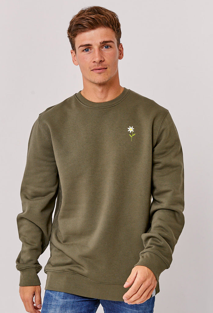 Daisy Flower Embroidered Organic Sustainable Sweatshirt Jumper Big Wild Thought