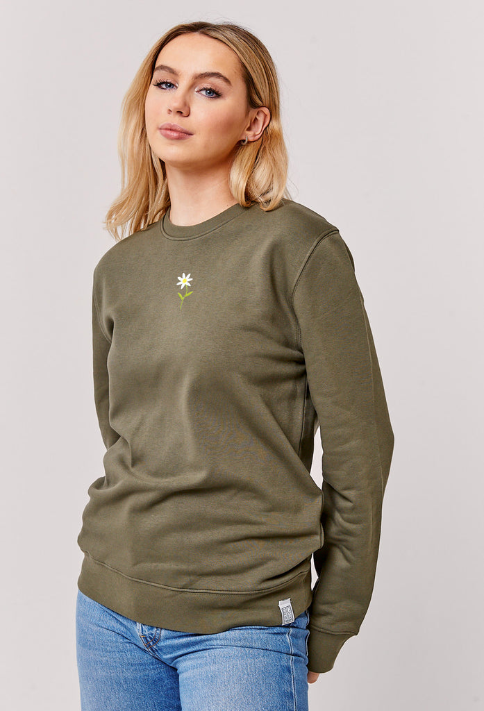 Daisy Embroidered Organic Sustainable Sweatshirt Jumper Big Wild Thought