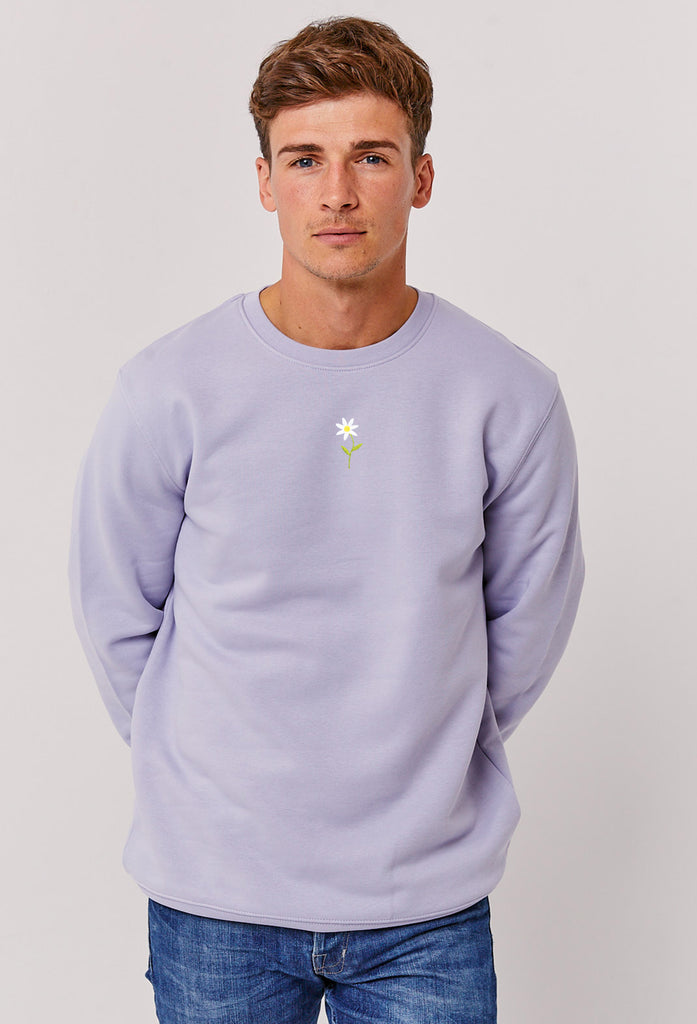 Daisy Flower Embroidered Organic Sustainable Sweatshirt Jumper Big Wild Thought