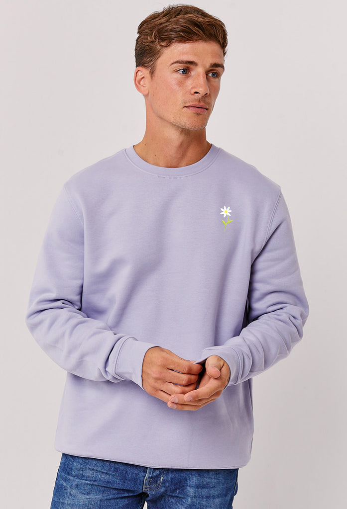 Daisy Flower Embroidered Organic Sustainable Sweatshirt Jumper Big Wild Thought