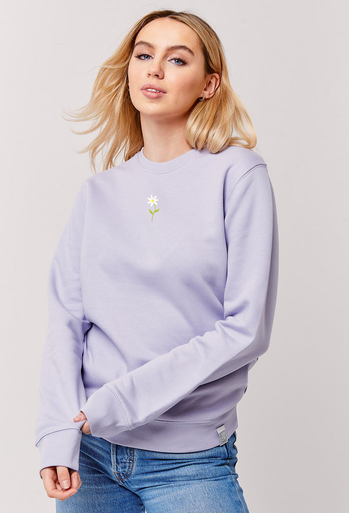 Daisy Embroidered Organic Sustainable Sweatshirt Jumper Big Wild Thought