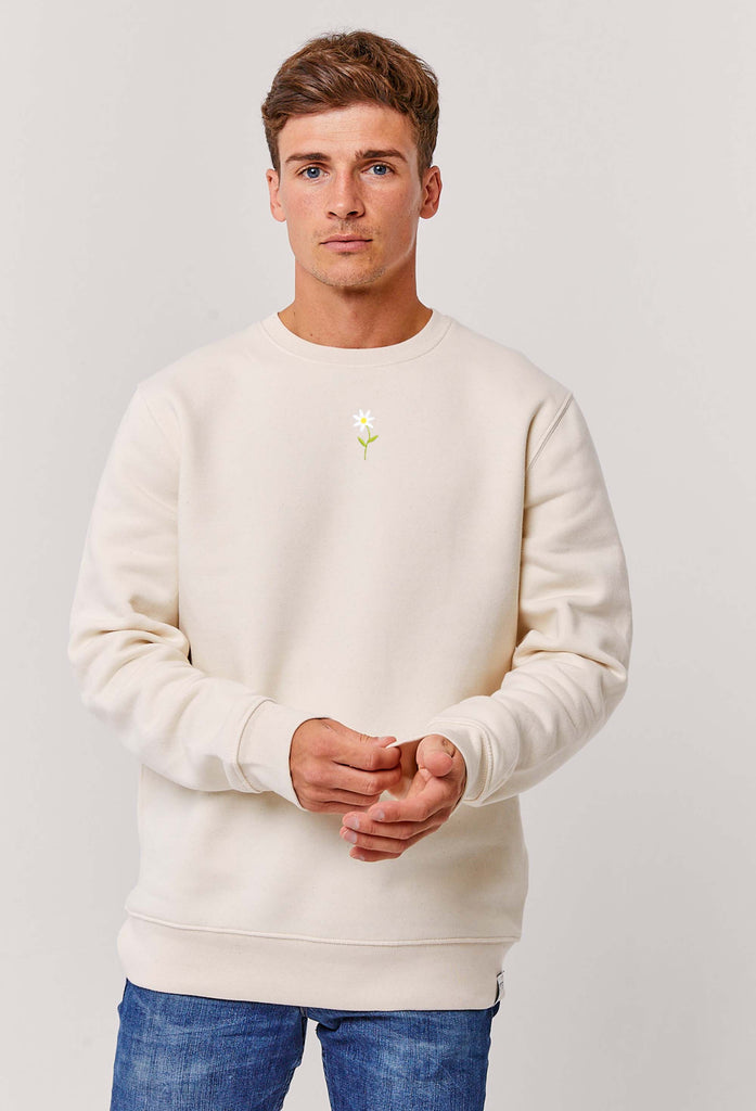 Daisy Flower Embroidered Organic Sustainable Sweatshirt Jumper Big Wild Thought