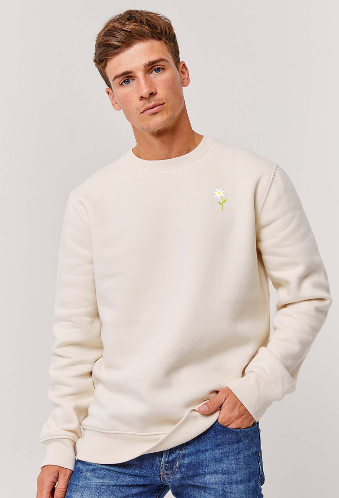 Daisy Flower Embroidered Organic Sustainable Sweatshirt Jumper Big Wild Thought