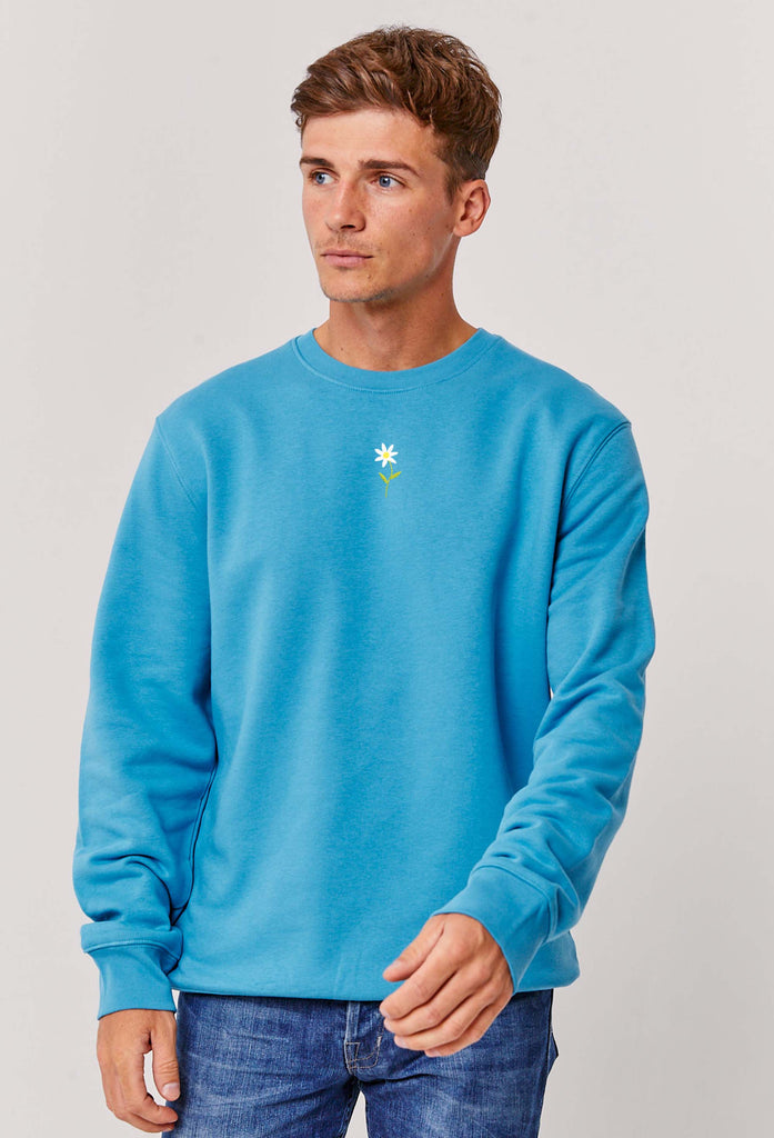 Daisy Flower Embroidered Organic Sustainable Sweatshirt Jumper Big Wild Thought