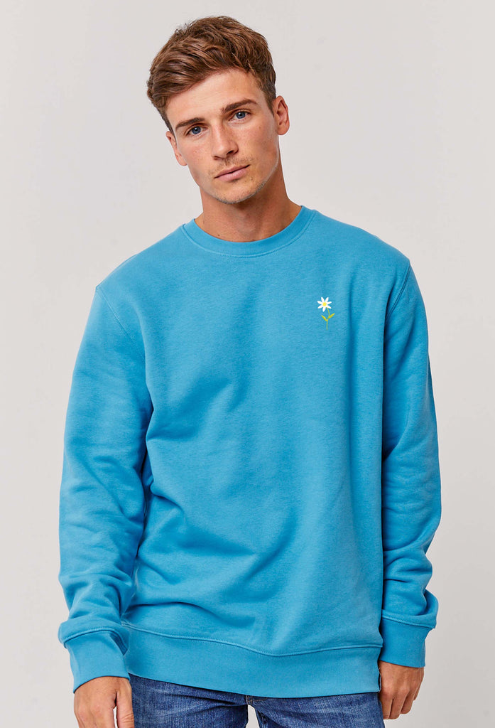Daisy Flower Embroidered Organic Sustainable Sweatshirt Jumper Big Wild Thought