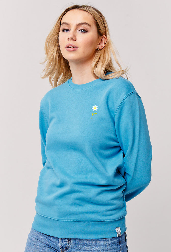 Daisy Embroidered Organic Sustainable Sweatshirt Jumper Big Wild Thought