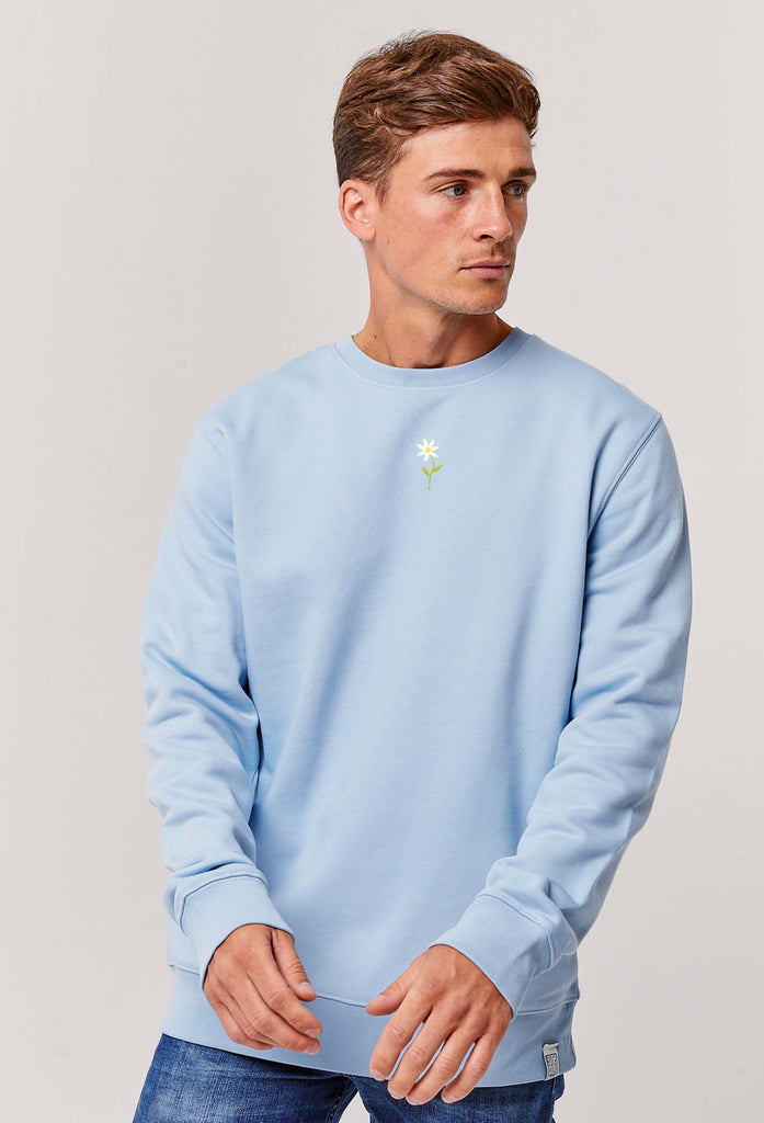 Daisy Flower Embroidered Organic Sustainable Sweatshirt Jumper Big Wild Thought