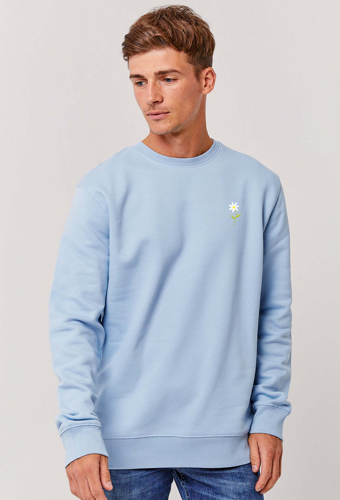Daisy Flower Embroidered Organic Sustainable Sweatshirt Jumper Big Wild Thought