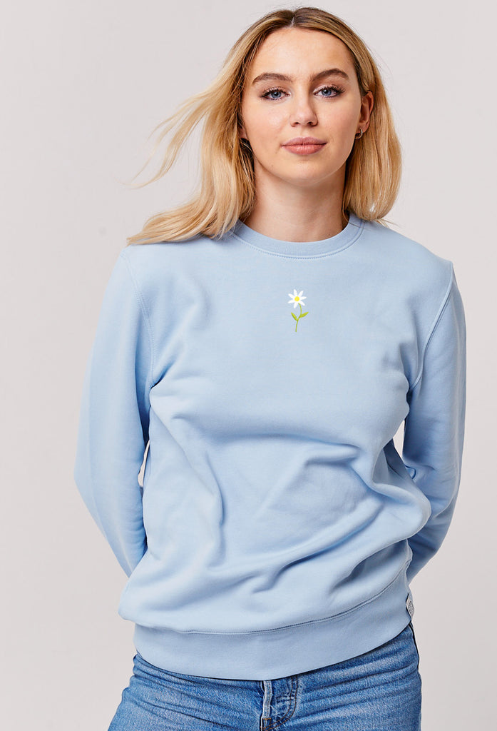 Daisy Embroidered Organic Sustainable Sweatshirt Jumper Big Wild Thought