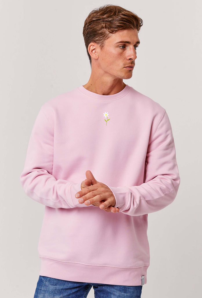 Daisy Flower Embroidered Organic Sustainable Sweatshirt Jumper Big Wild Thought