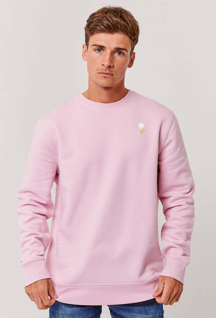 Daisy Flower Embroidered Organic Sustainable Sweatshirt Jumper Big Wild Thought