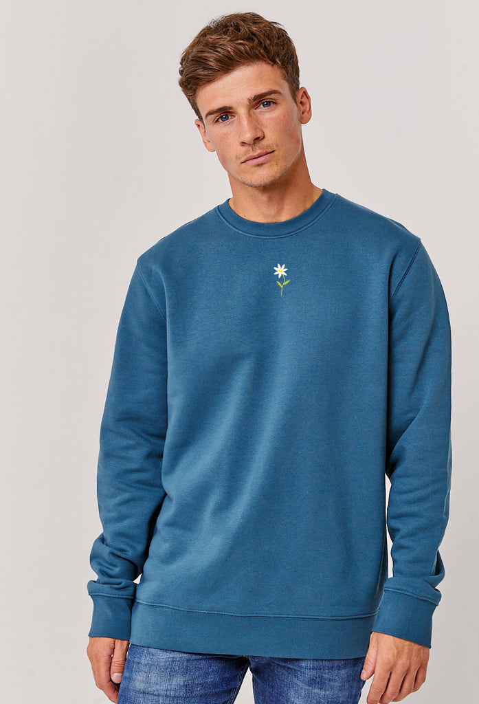 Daisy Flower Embroidered Organic Sustainable Sweatshirt Jumper Big Wild Thought