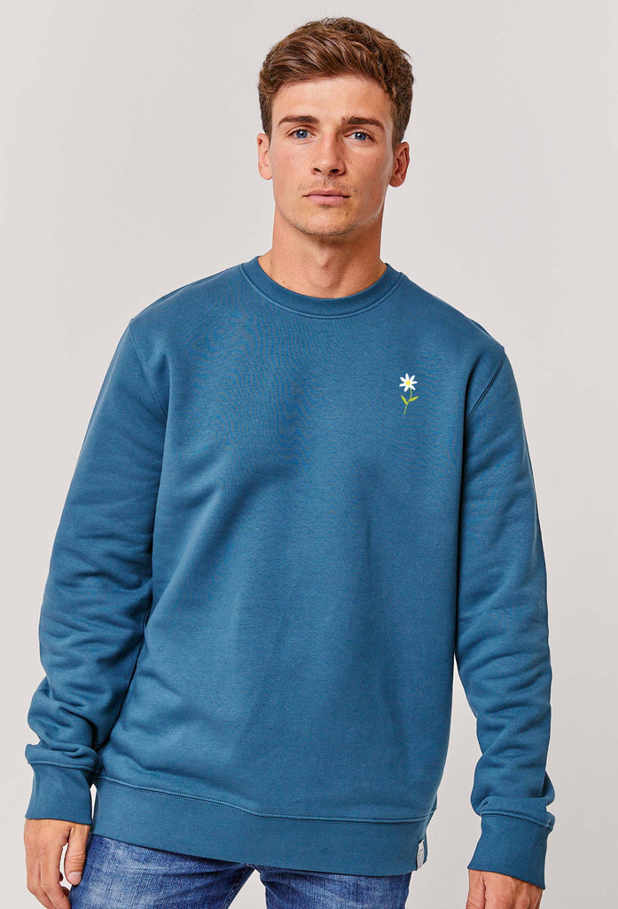 Daisy Flower Embroidered Organic Sustainable Sweatshirt Jumper Big Wild Thought