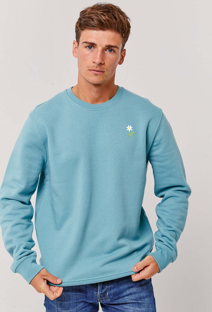 Daisy Flower Embroidered Organic Sustainable Sweatshirt Jumper Big Wild Thought