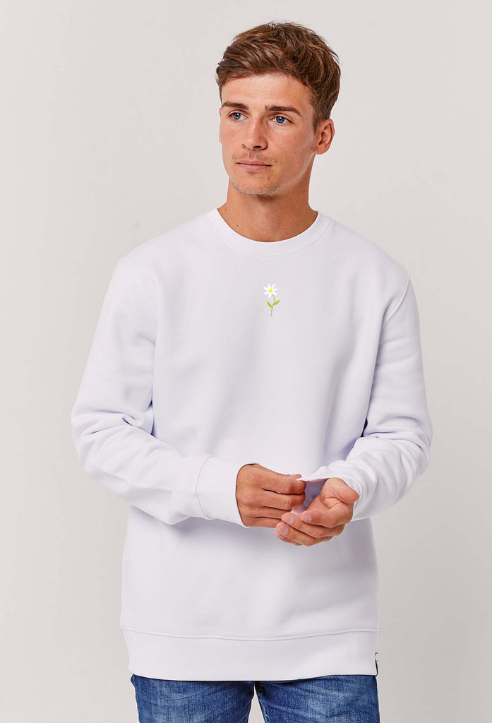 Daisy Flower Embroidered Organic Sustainable Sweatshirt Jumper Big Wild Thought